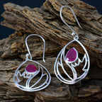Indian-Ruby-Italian-Josephine-Solitaire-Dangle-Red-92.5-Silver-Earring