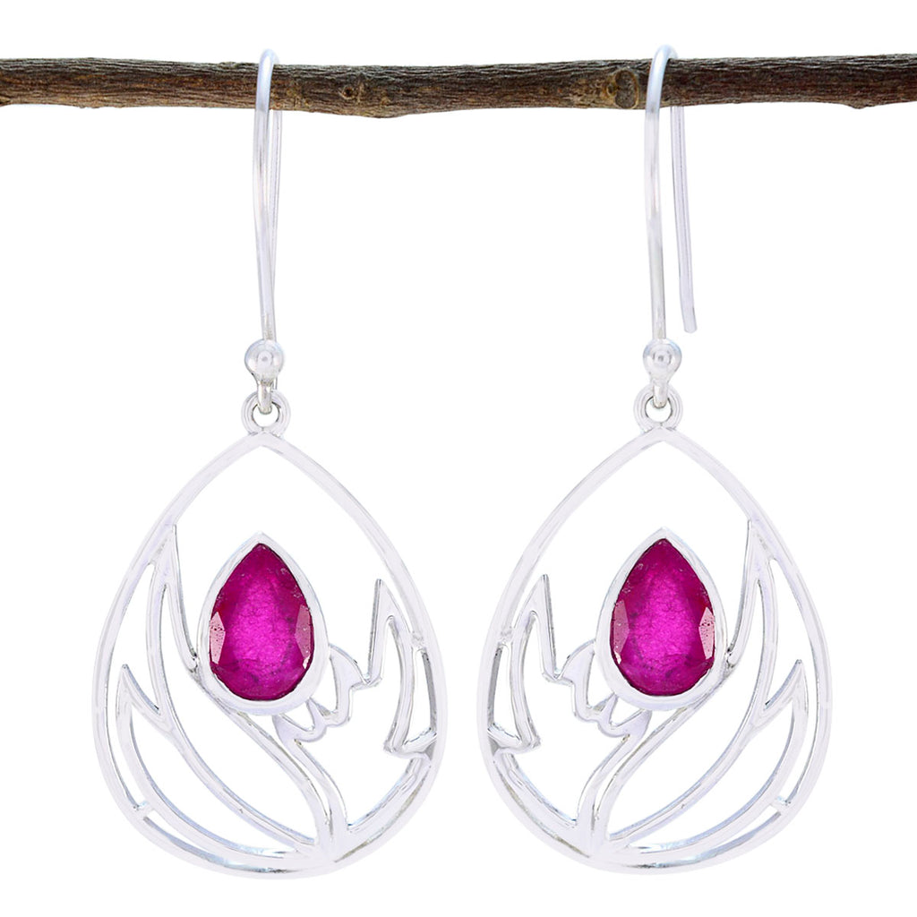 Indian-Ruby-Italian-Josephine-Solitaire-Dangle-Red-92.5-Silver-Earring