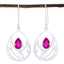 Indian-Ruby-Italian-Josephine-Solitaire-Dangle-Red-92.5-Silver-Earring