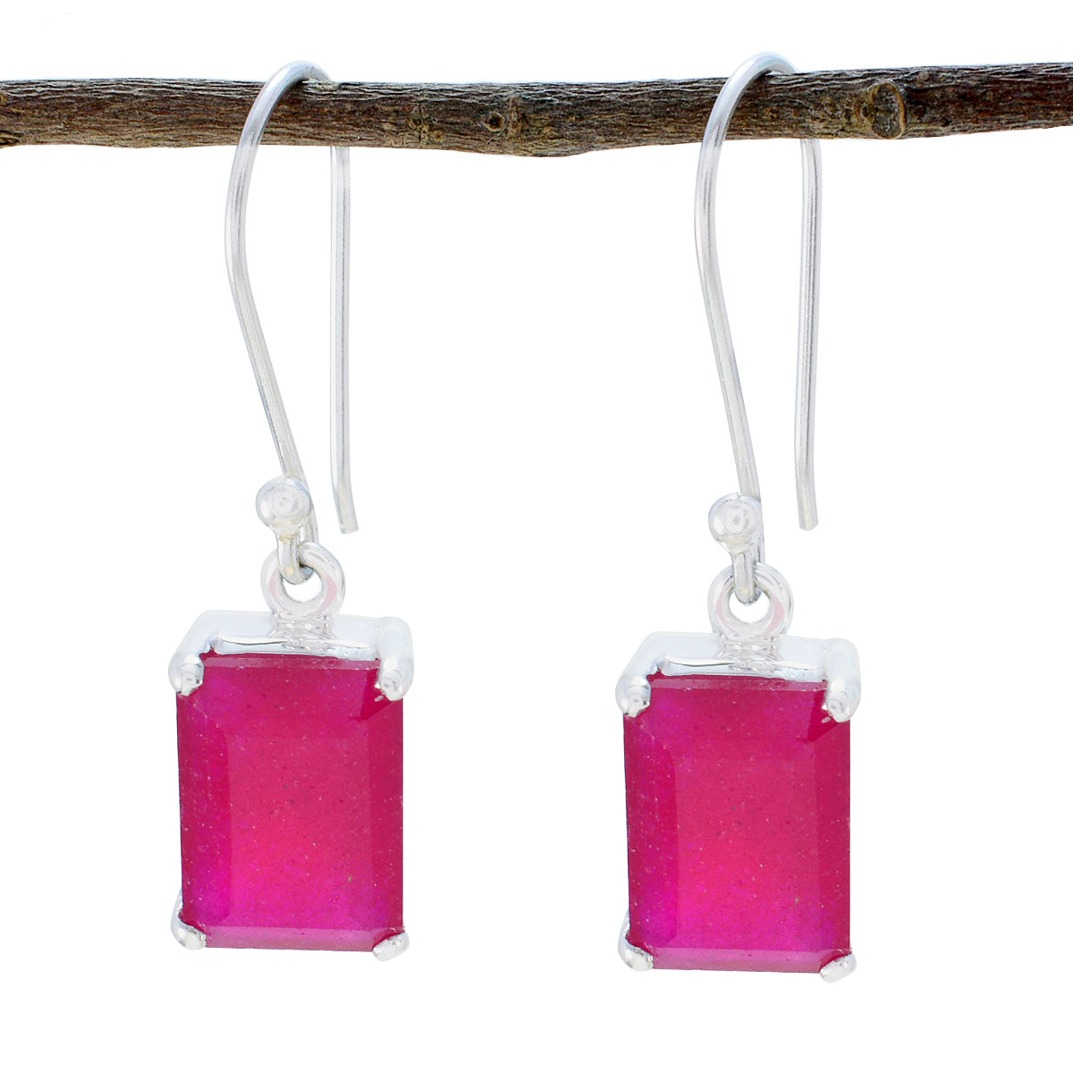Indian-Ruby-Mexican-Katarina-Solitaire-Dangle-Red-925-Sterling-Silver-Earring Huvudsaklig produktbild