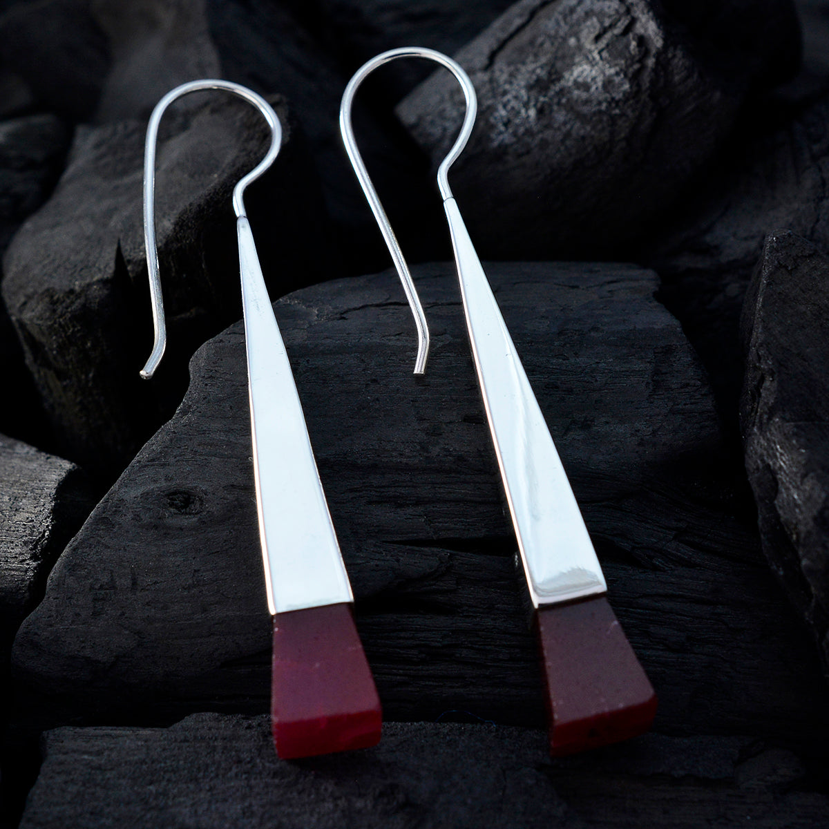 Indian Ruby Spanish Kennedy Solitaire Dangle Red 925 Sterling Silver Earring Secondary image