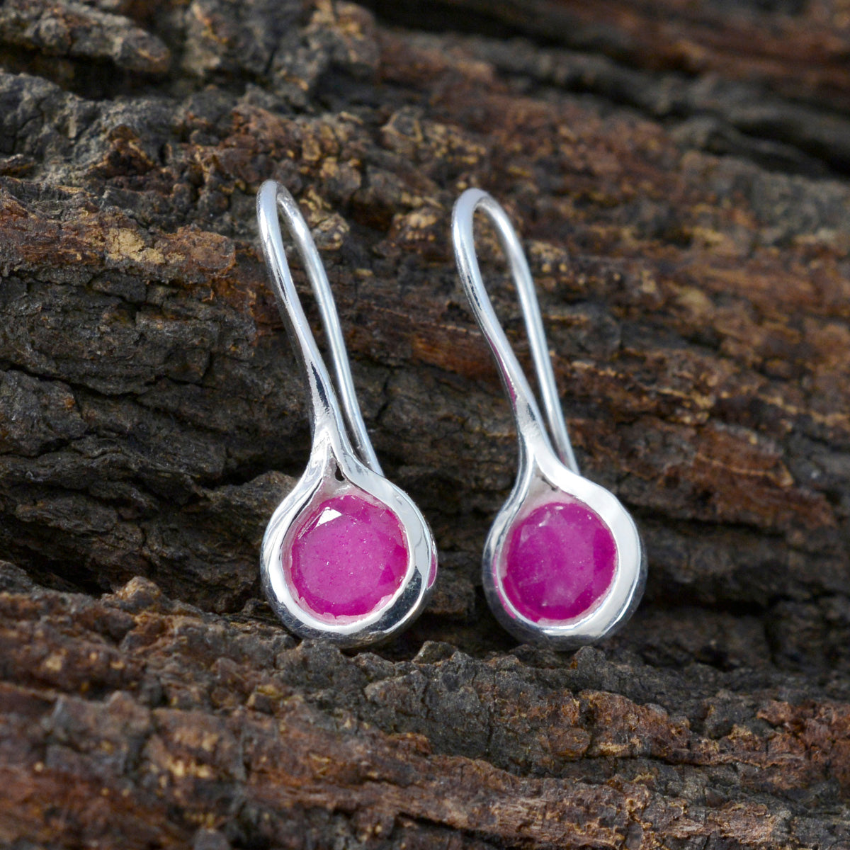 Indian-Ruby-Korean-Isabella-Solitaire-Dangle-Red-925-Silver-Earring