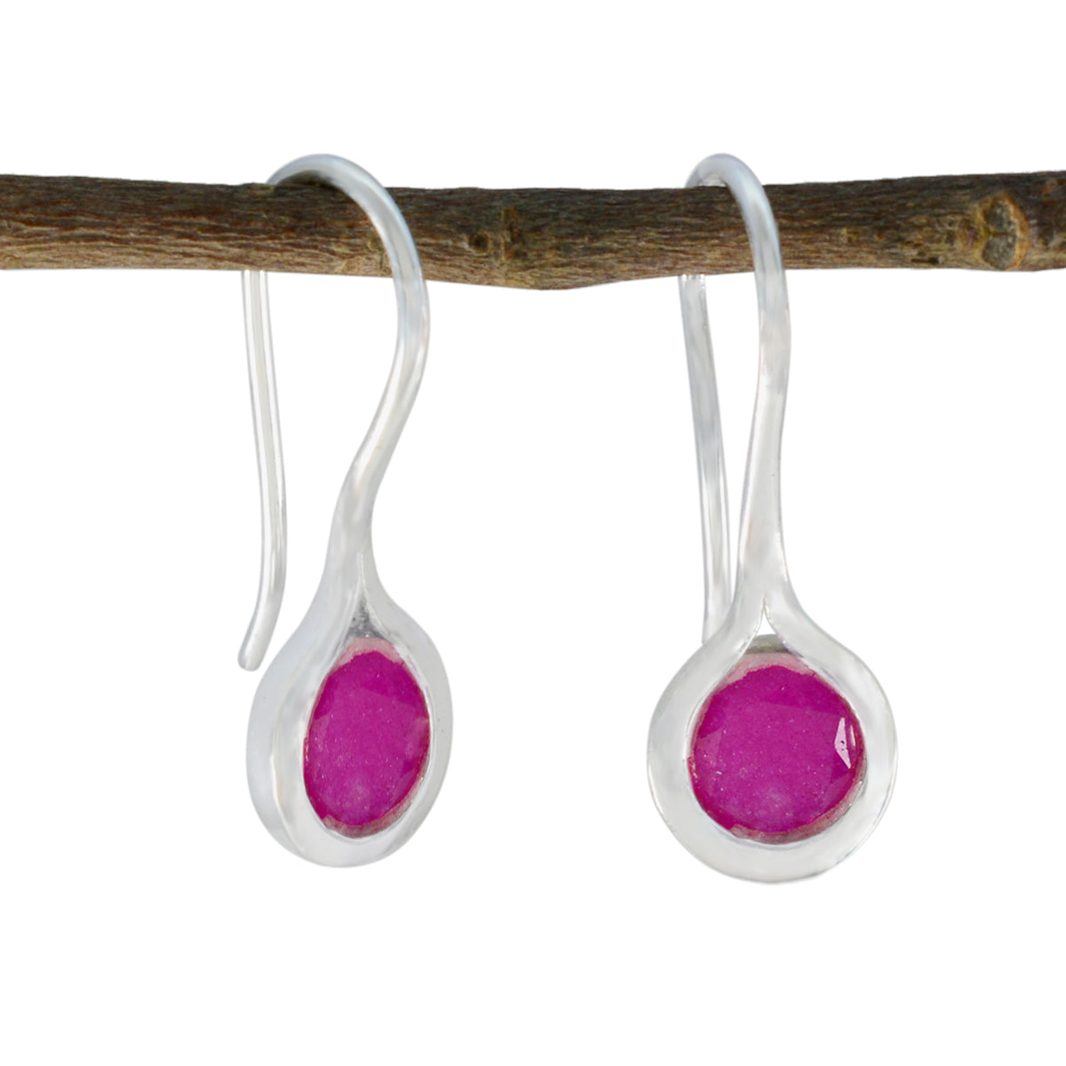 Indian-Ruby-Korean-Isabella-Solitaire-Dangle-Red-925-Silver-Earring Huvudsaklig produktbild