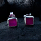 Indian-Ruby-German-Lea-Solitaire-Stud-Red-Silver-Earring