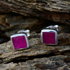 Indian-Ruby-German-Lea-Solitaire-Stud-Red-Silver-Earring