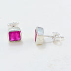 Indian-Ruby-German-Lea-Solitaire-Stud-Red-Silver-Earring