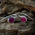 Indian-Ruby-African-Leah-Solitaire-Dangle-Red-925-Silver-Earring