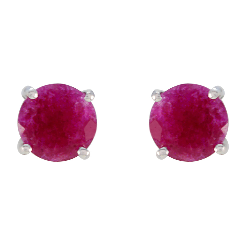 Indian-Ruby-Russian-Lili-Solitaire-Stud-Red-925-Silver-Earring