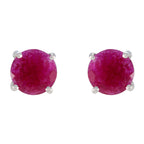 Indian-Ruby-Russian-Lili-Solitaire-Stud-Red-925-Silver-Earring