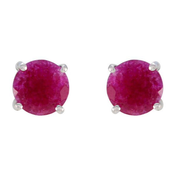 Indian-Ruby-Russian-Lili-Solitaire-Stud-Red-925-Silver-Earring