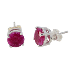 Indian-Ruby-Russian-Lili-Solitaire-Stud-Red-925-Silver-Earring