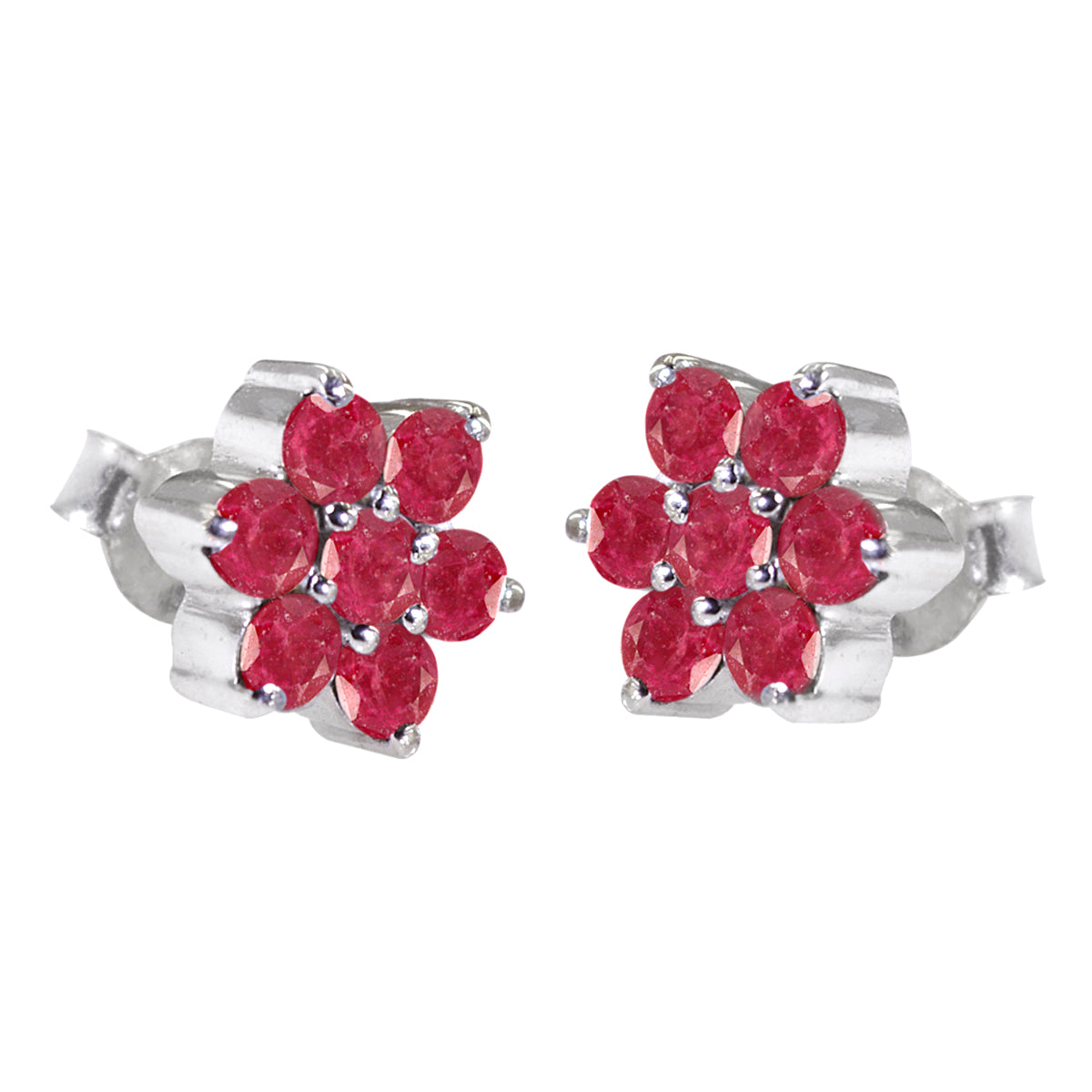 Indian-Ruby-American-Lucy-multiple-Stud-Red-Silver-Earring