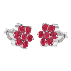 Indian-Ruby-American-Lucy-multiple-Stud-Red-Silver-Earring
