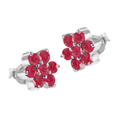 Indian-Ruby-American-Lucy-multiple-Stud-Red-Silver-Earring