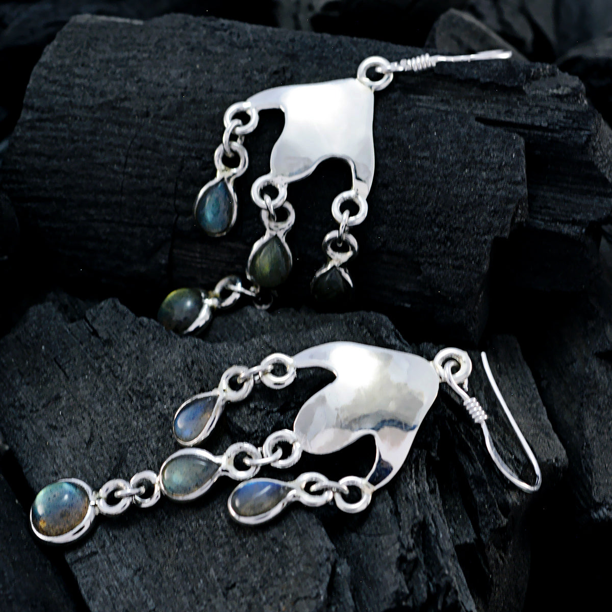 Labradorite Turkish Sofia multiple Dangle Gray 92.5 Silver Earring Secondary image