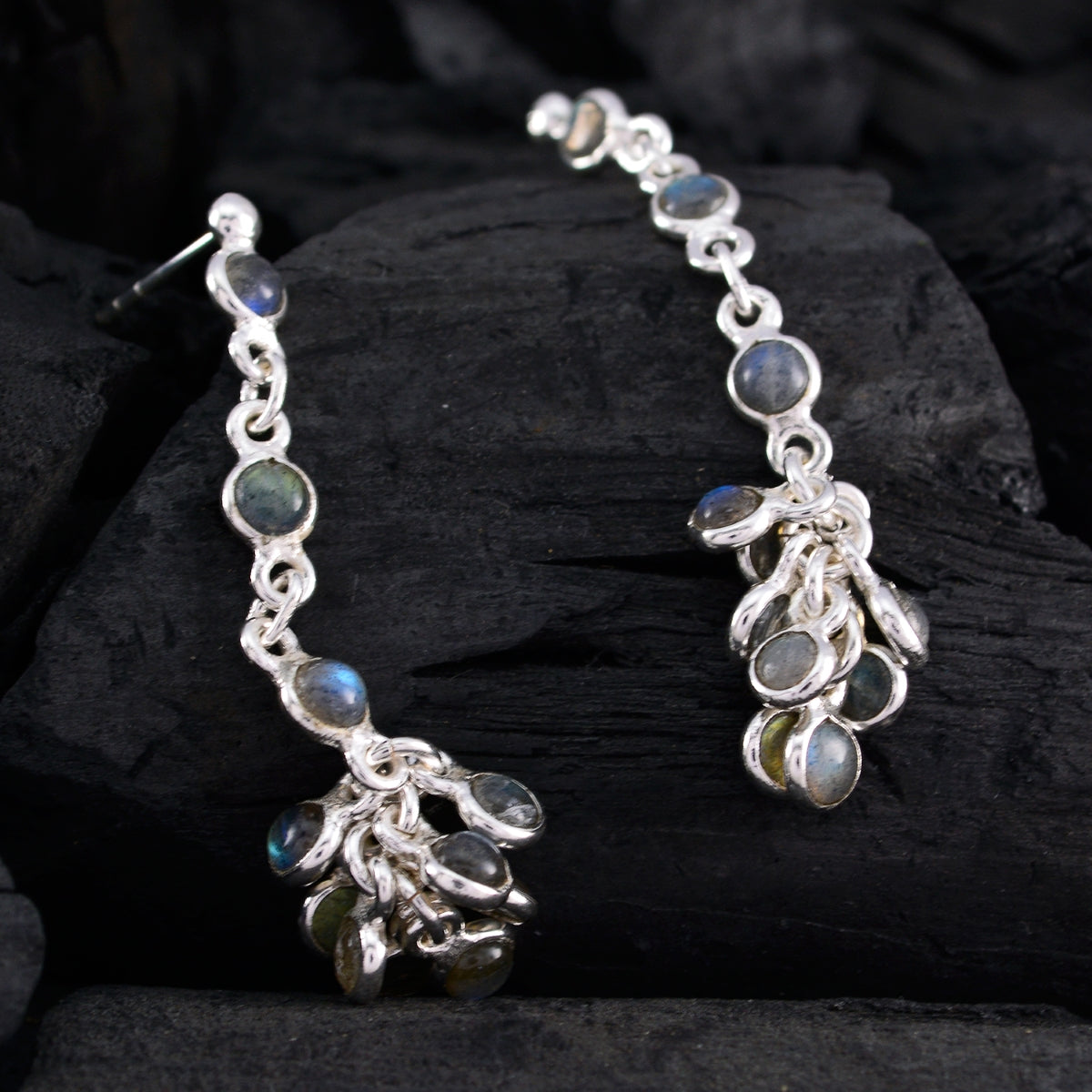 Labradorite-Middle-Eastern-Stella-multiple-Stud-Gray-Silver-Earring