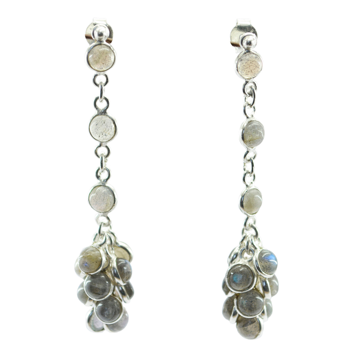 Boucles d'oreilles multiples Stella du Moyen-Orient en argent gris et labradorite Image secondaire du produit