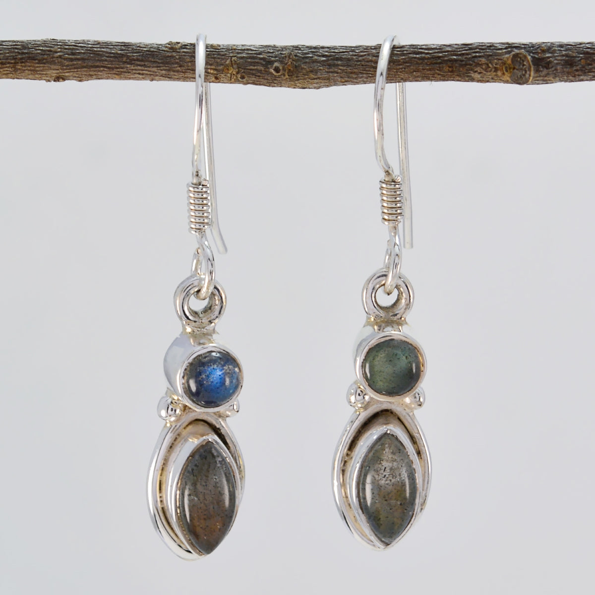 Labradorite-Latin-American-Violet-multiple-Dangle-Gray-92.5-Silver-Earring