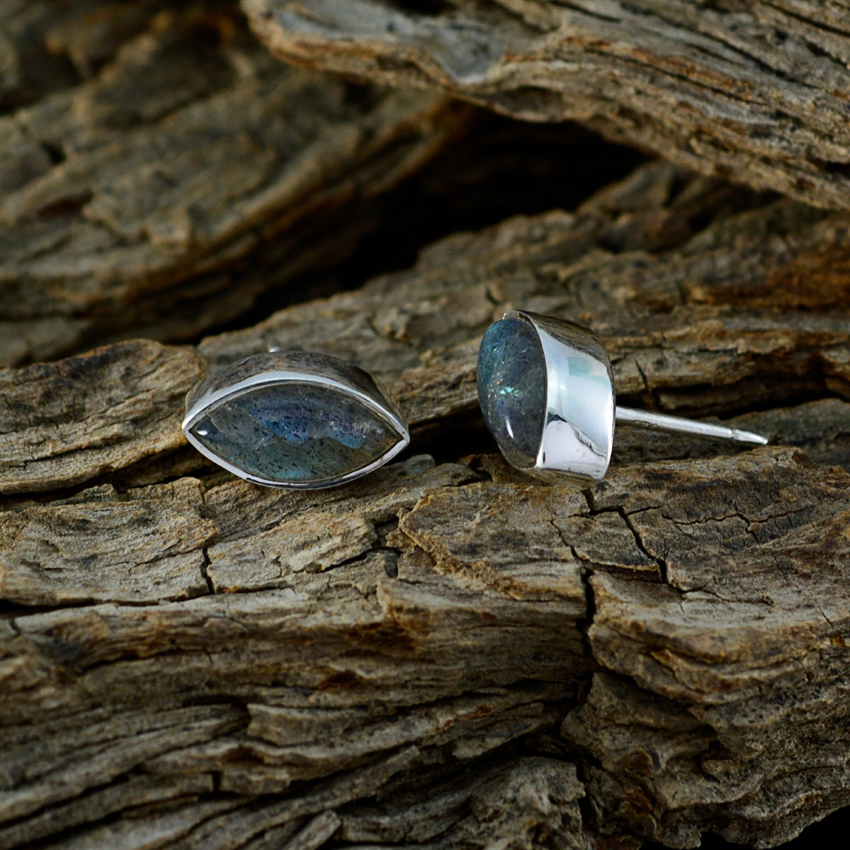 Labradorit Afrikansk Li Lee Solitaire Örhänge i Grå 925 Sterling Silver Sekundär produktbild