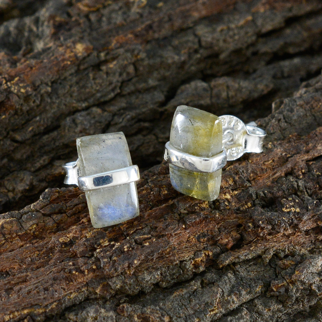 Labradorite-Russian-Ling-Solitaire-Stud-Gray-Sterling-Silver-Earring