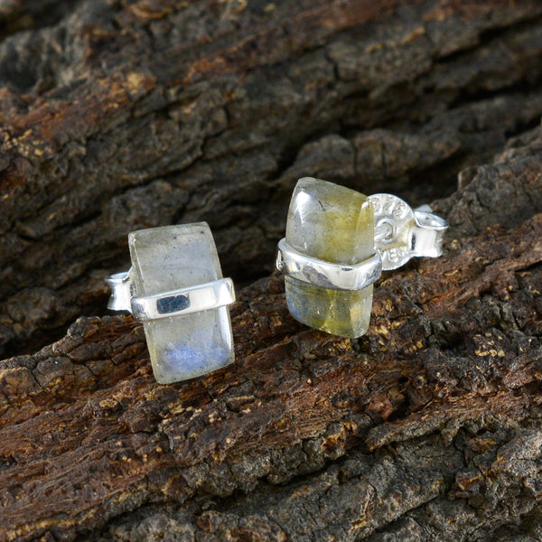 Labradorite-Russian-Ling-Solitaire-Stud-Gray-Sterling-Silver-Earring