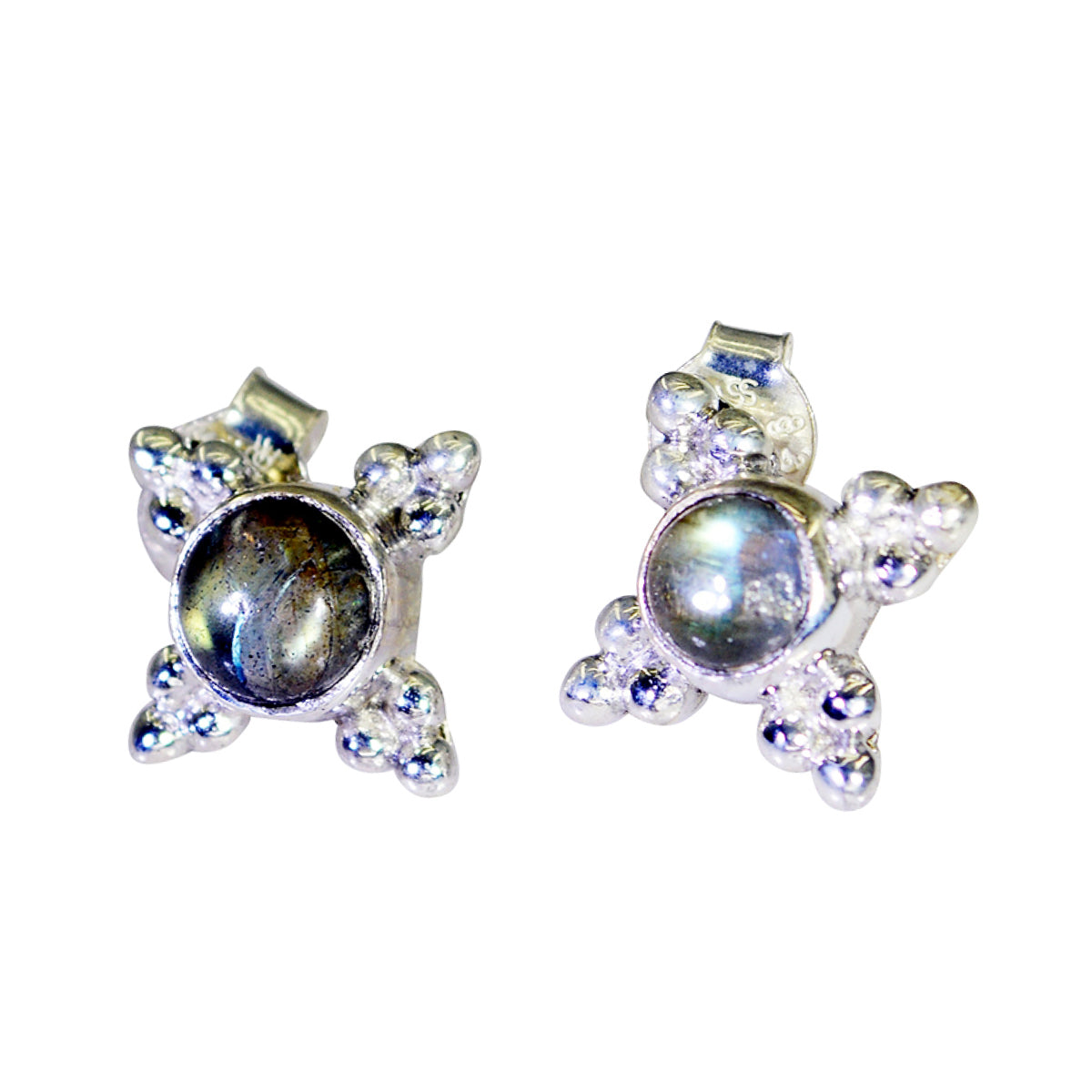 Labradorite-Moroccan-Mei-Solitaire-Stud-Gray-92.5-Silver-Earring Hoofdafbeelding