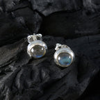 Labradorite-American-Naomi-Solitaire-Stud-Gray-Silver-Earring