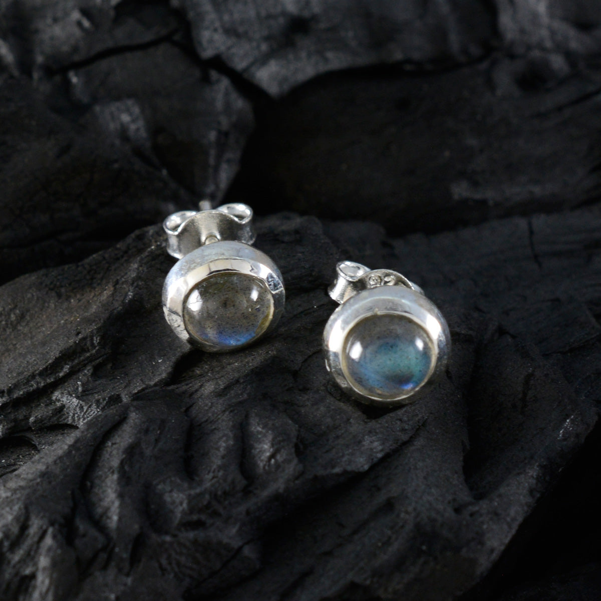 Labradorite-American-Naomi-Solitaire-Stud-Gray-Silver-Earring