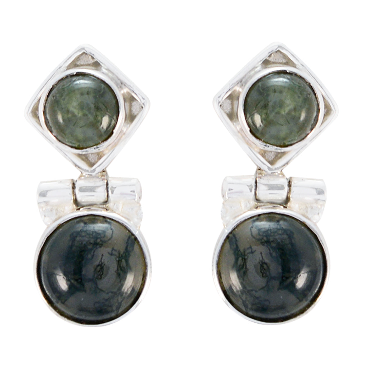 Labradorite-Korean-Nari-multiple-Stud-Gray-92.5-Silver-Earring