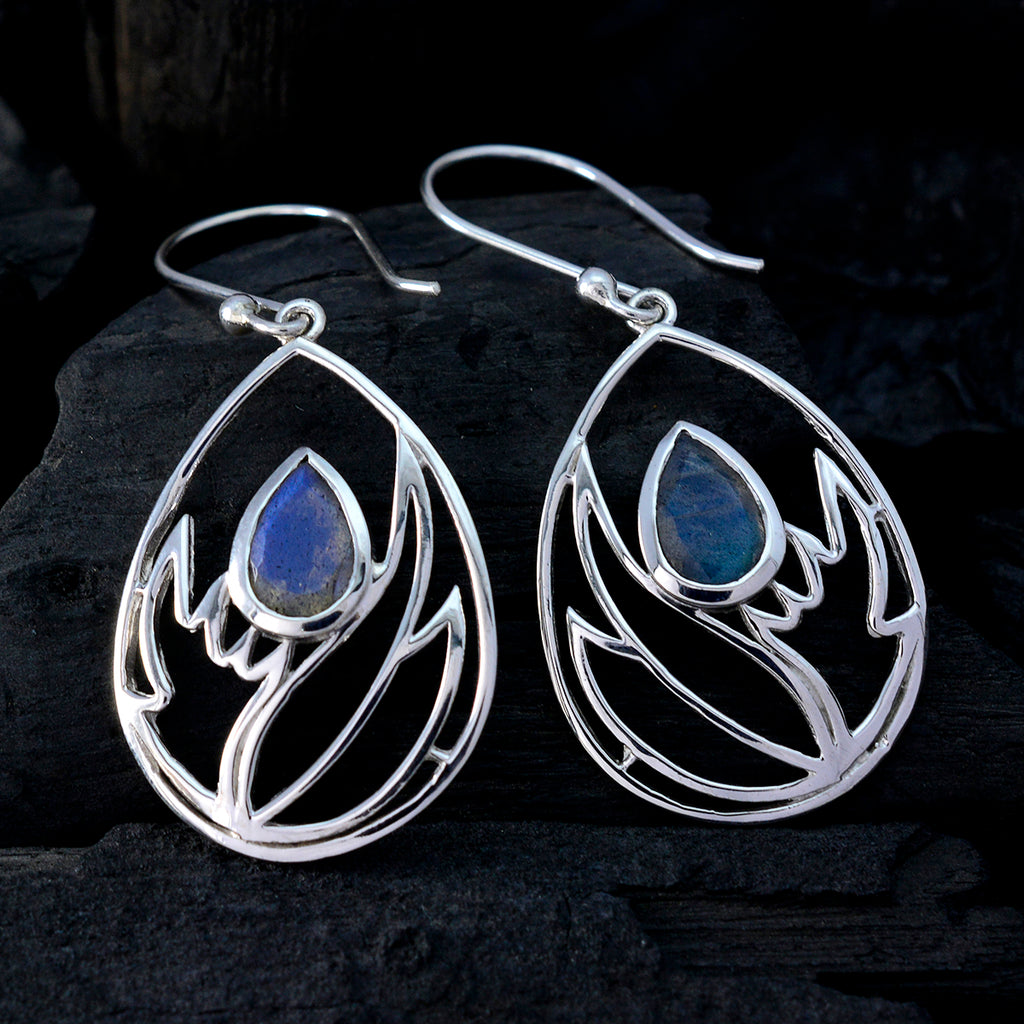 Labradorite-French-Yuki-Solitaire-Dangle-Gray-925-Sterling-Silver-Earring