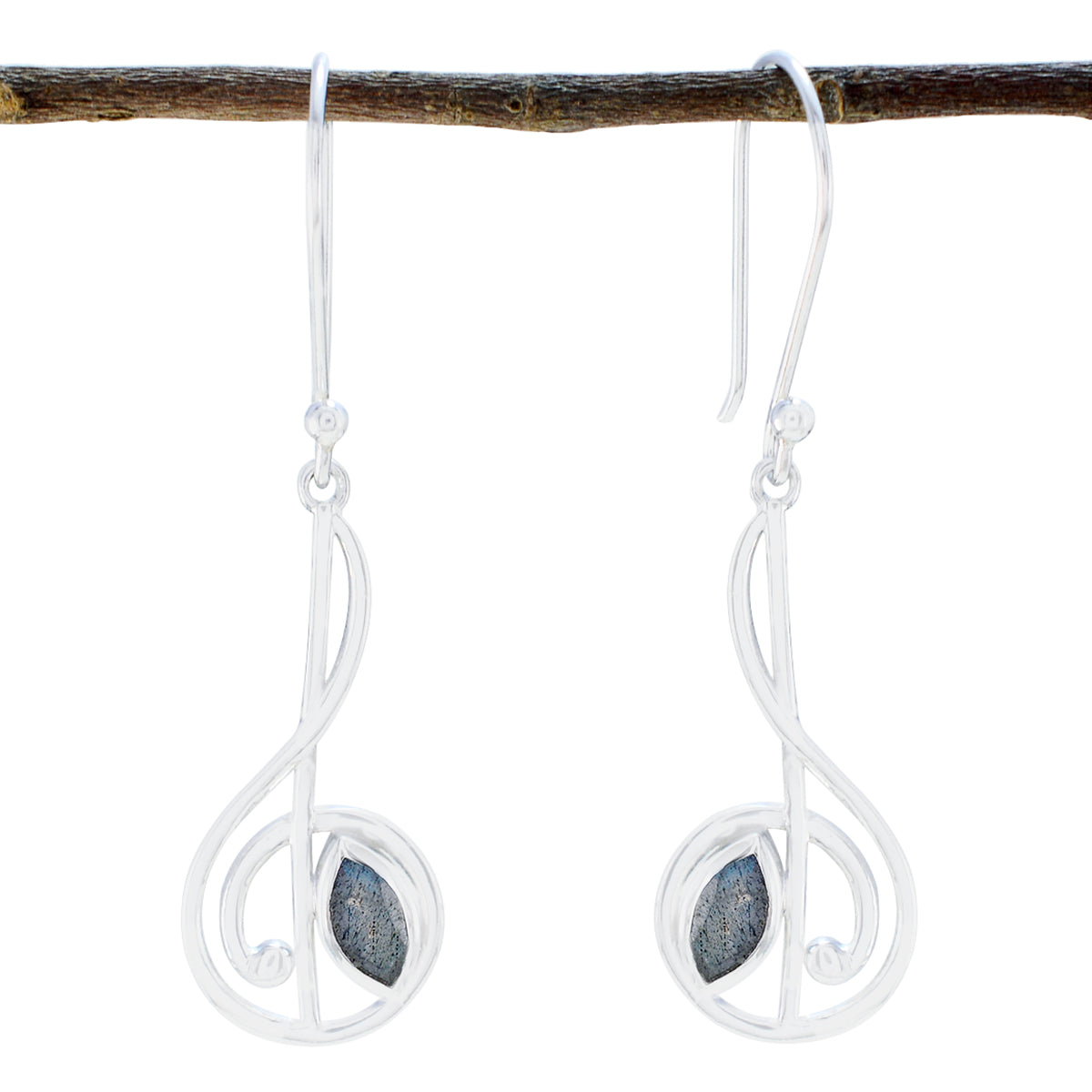 Labradorite-African-Agustina-Solitaire-Dangle-Gray-Sterling-Silver-Earring メイン画像