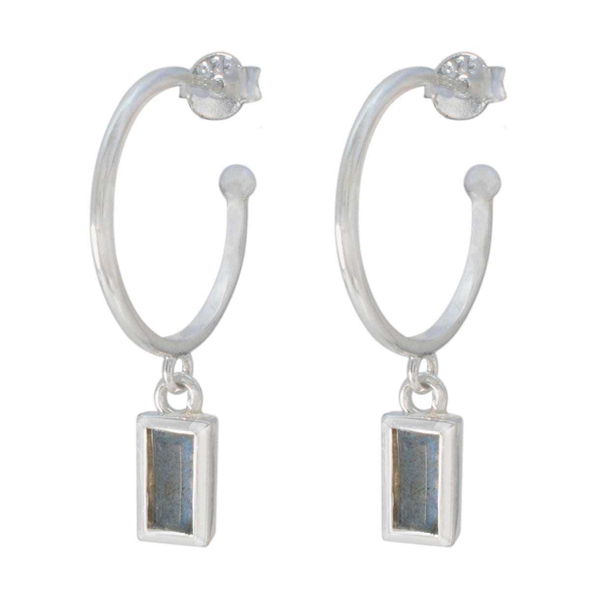 Labradorite-Middle-Eastern-Sophia-Solitaire-Dangle-Gray-Silver-Earring Immagine principale del prodotto