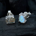 Labradorite-American-Andrea-Solitaire-Stud-Gray-925-Sterling-Silver-Earring