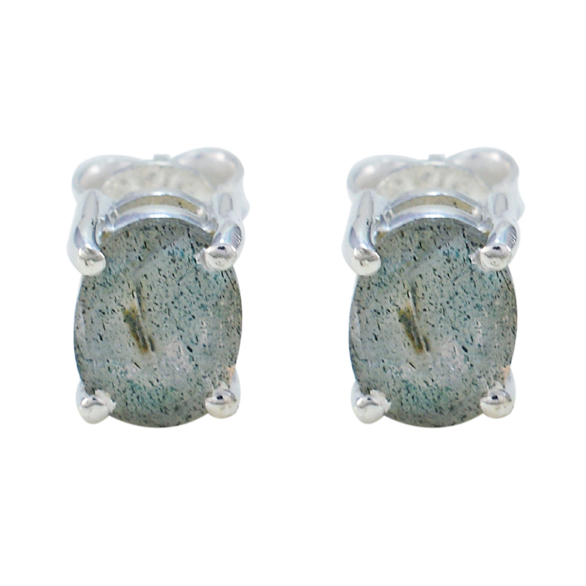 Labradorite-American-Andrea-Solitaire-Stud-Gray-925-Sterling-Silver-Earring メイン画像
