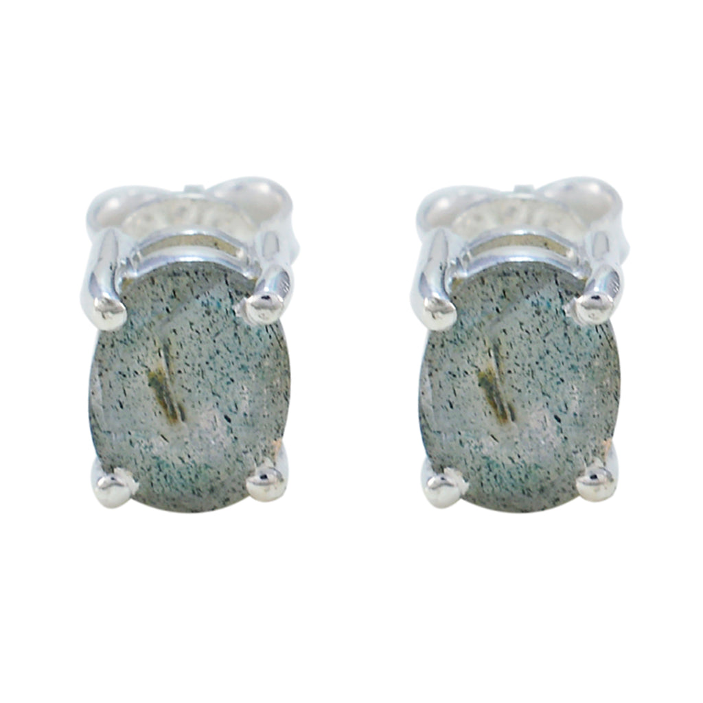 Labradorite-American-Andrea-Solitaire-Stud-Gray-925-Sterling-Silver-Earring