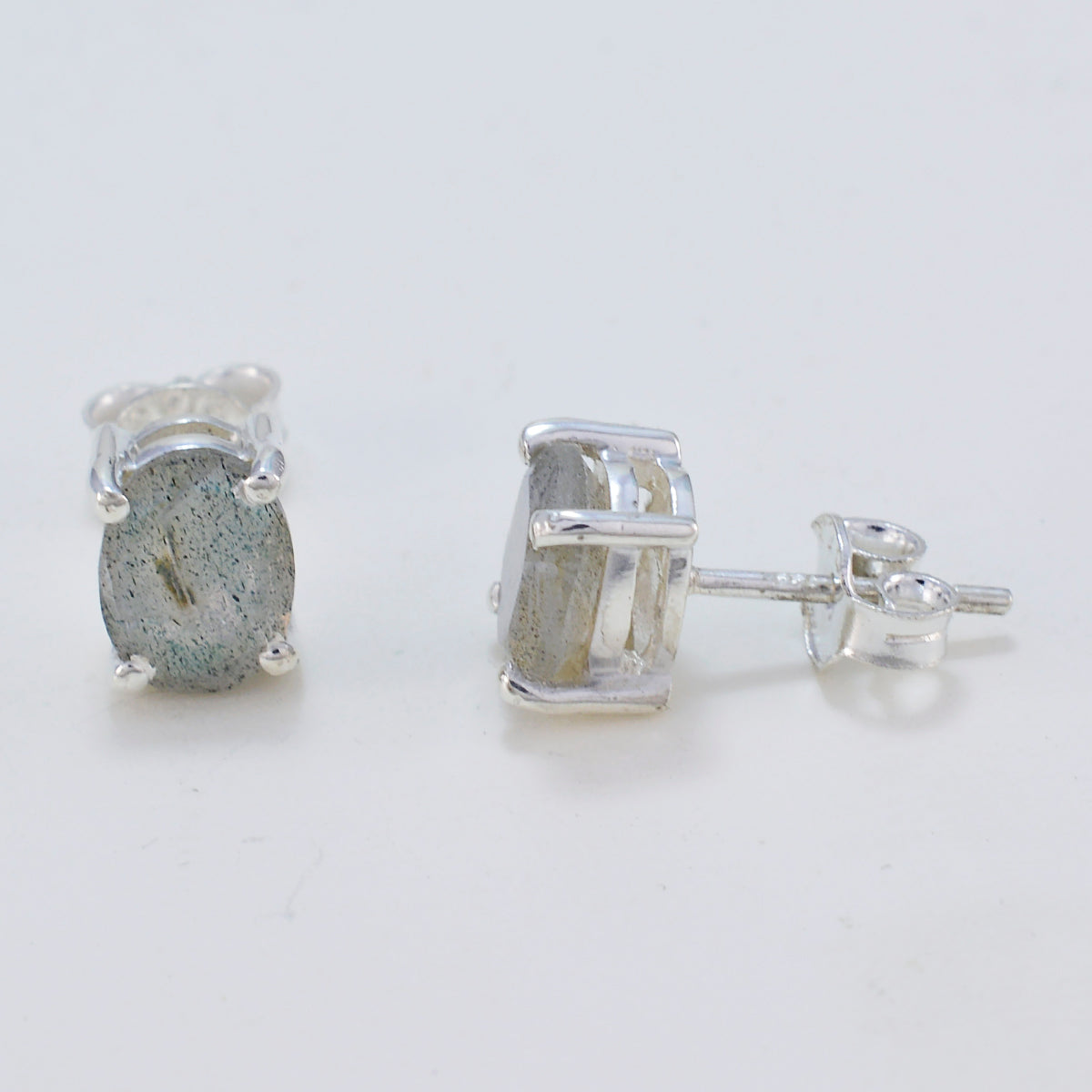 Labradorite-American-Andrea-Solitaire-Stud-Gray-925-Sterling-Silver-Earring