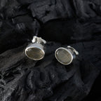 Labradorite-Korean-Ángeles-Solitaire-Stud-Gray-Silver-Earring