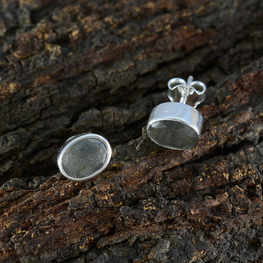Labradorite-Korean-Ángeles-Solitaire-Stud-Gray-Silver-Earring