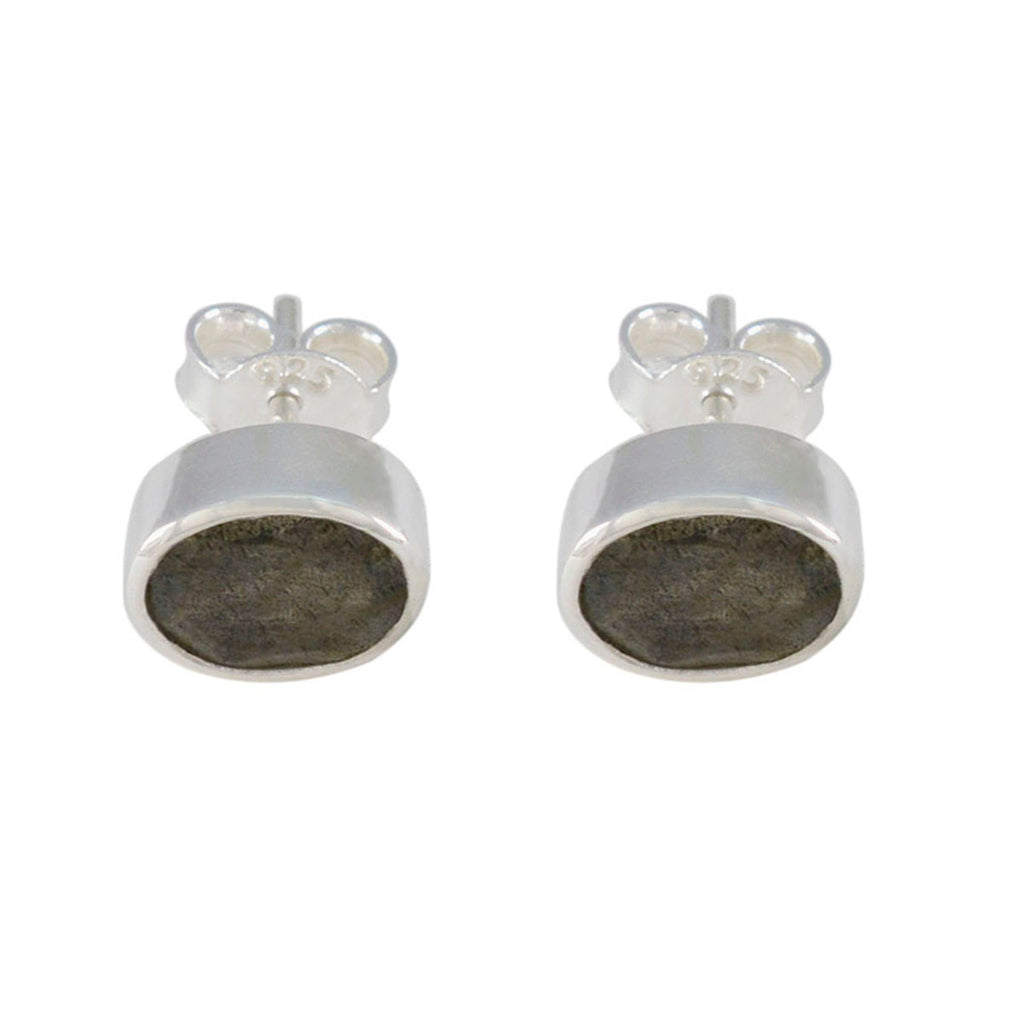 Labradorite-Korean-Ángeles-Solitaire-Stud-Gray-Silver-Earring