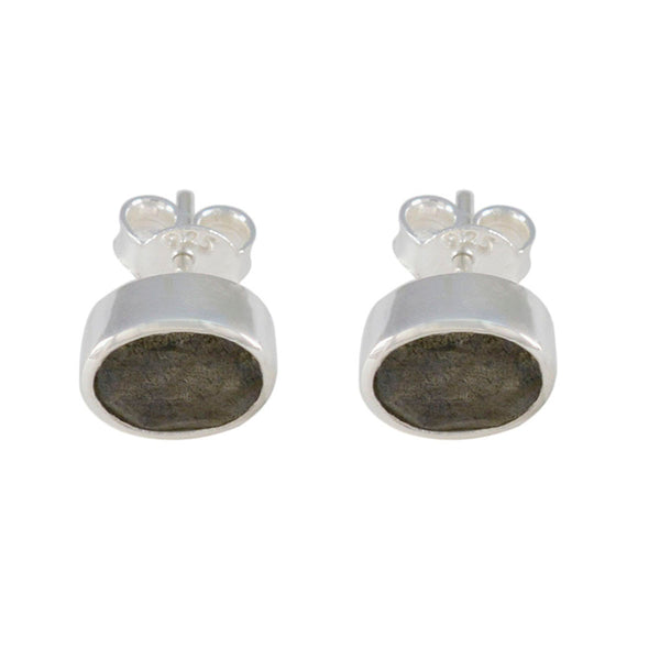 Labradorite-Korean-Ángeles-Solitaire-Stud-Gray-Silver-Earring