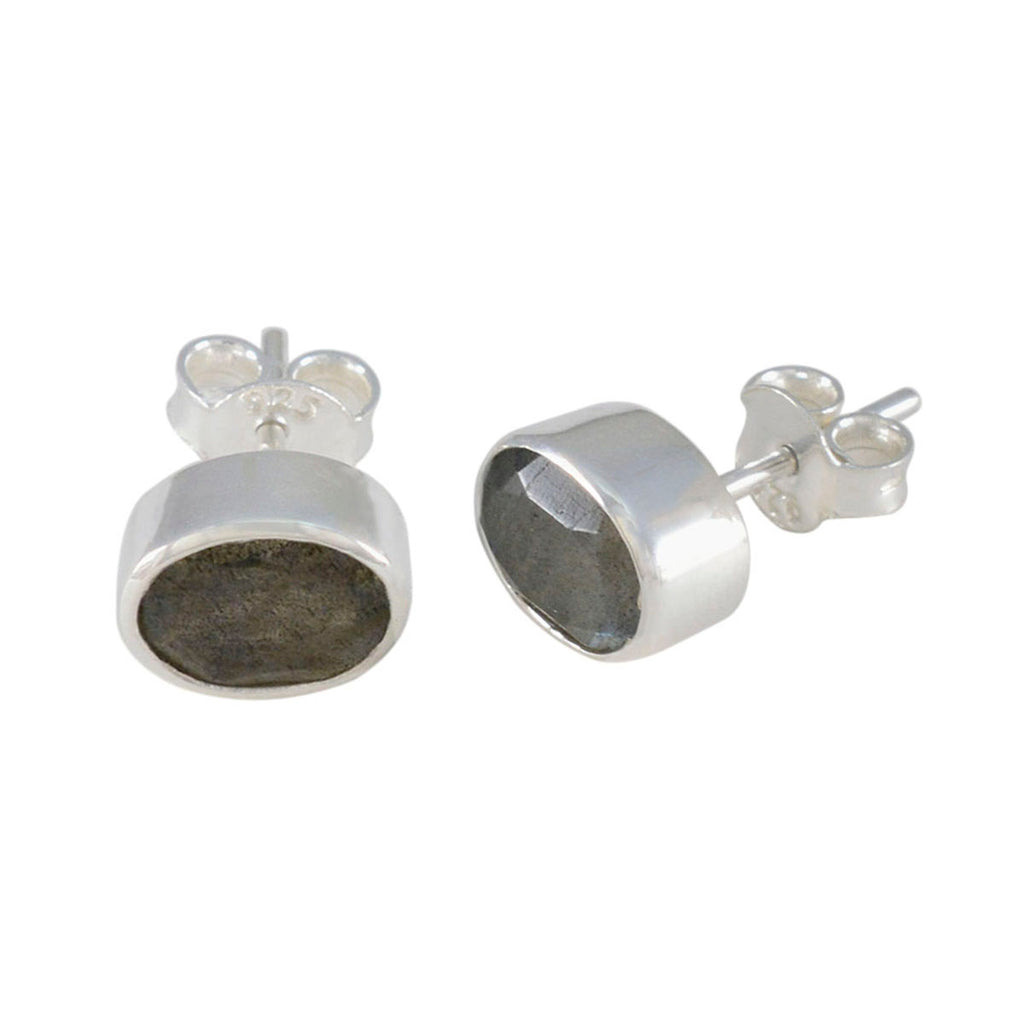 Labradorite-Korean-Ángeles-Solitaire-Stud-Gray-Silver-Earring