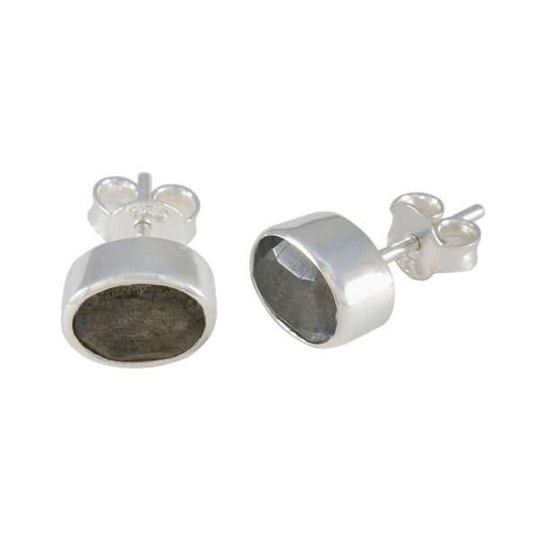 Labradorite-Korean-Ángeles-Solitaire-Stud-Gray-Silver-Earring