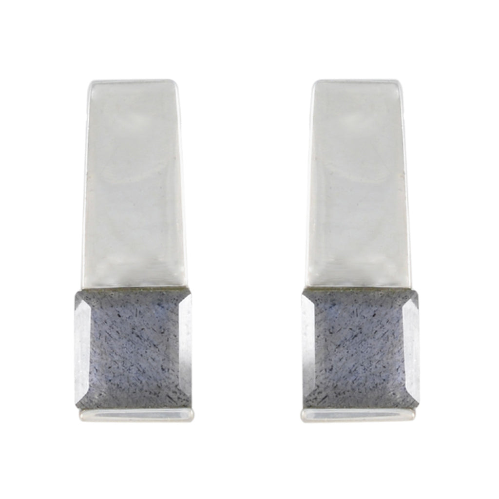 Labradorite-French-Lily-Solitaire-Stud-Gray-925-Sterling-Silver-Earring