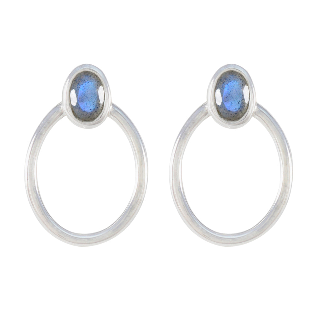 Labradorite-French-Riley-Solitaire-Stud-Gray-Silver-Earring