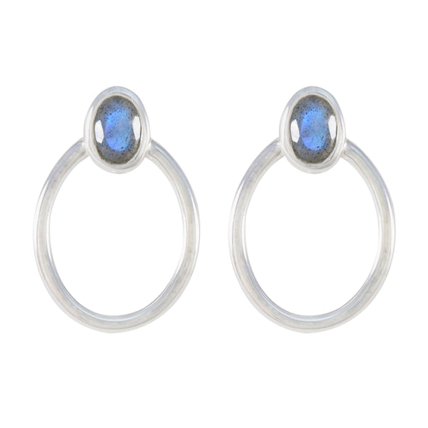 Labradorite-French-Riley-Solitaire-Stud-Gray-Silver-Earring