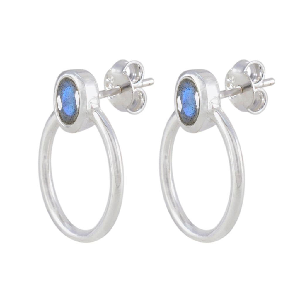 Labradorite-French-Riley-Solitaire-Stud-Gray-Silver-Earring