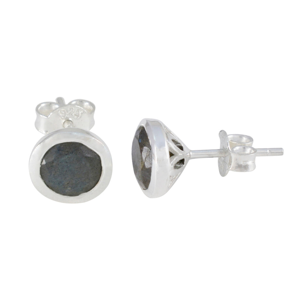 Labradorite-Middle-Eastern-Violet-Solitaire-Stud-Gray-Sterling-Silver-Earring