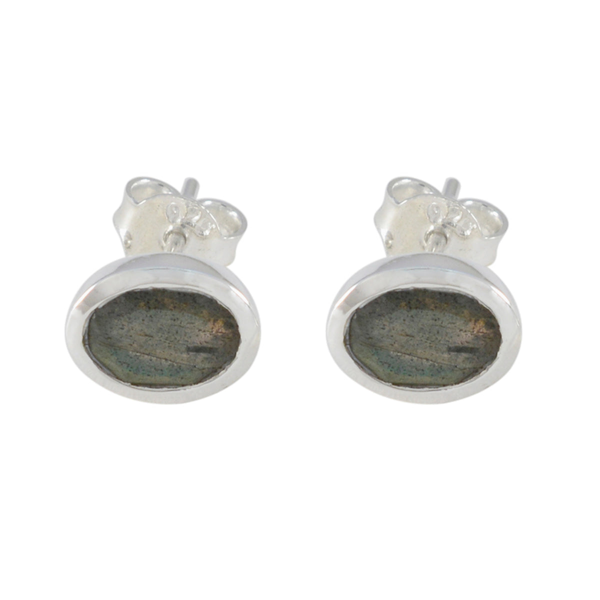 Labradorite-Spanish-Li-Lee-Solitaire-Stud-Gray-Sterling-Silver-Earring