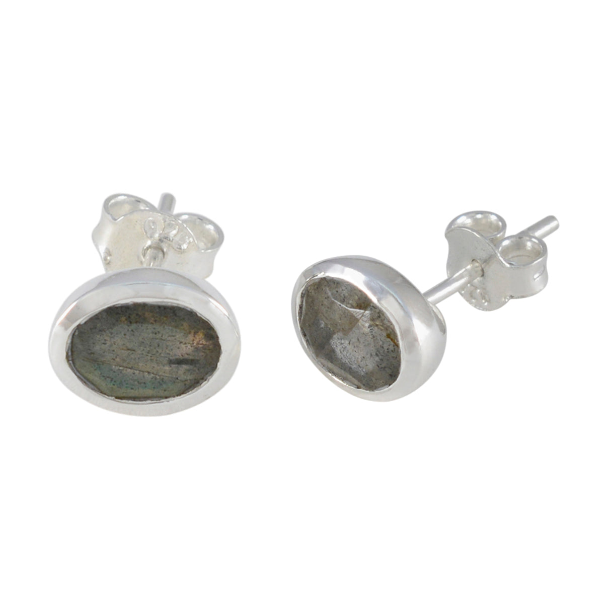 Labradorite-Spanish-Li-Lee-Solitaire-Stud-Gray-Sterling-Silver-Earring
