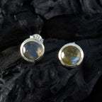 Labradorite-Italian-Yan-Solitaire-Stud-Gray-92.5-Silver-Earring